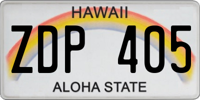 HI license plate ZDP405