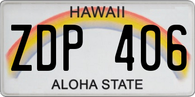 HI license plate ZDP406