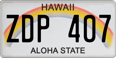 HI license plate ZDP407
