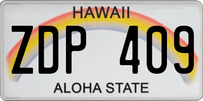 HI license plate ZDP409