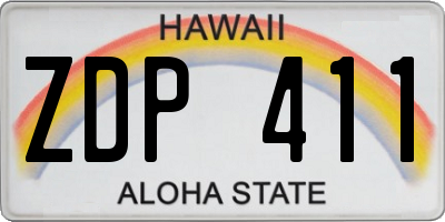 HI license plate ZDP411