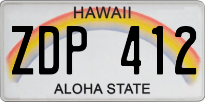 HI license plate ZDP412