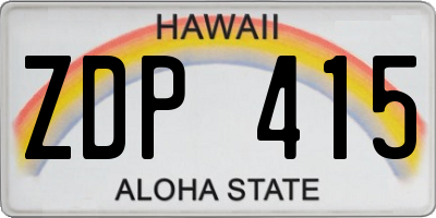 HI license plate ZDP415