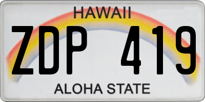 HI license plate ZDP419