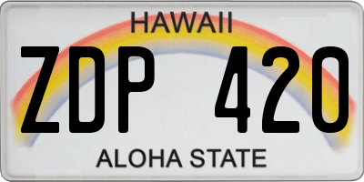 HI license plate ZDP420