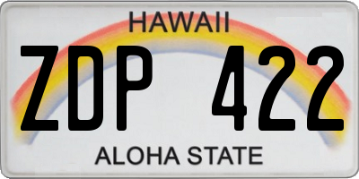 HI license plate ZDP422
