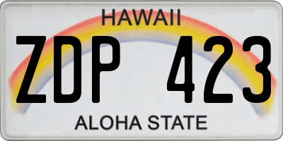HI license plate ZDP423