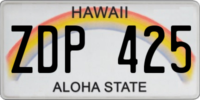 HI license plate ZDP425