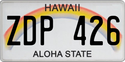 HI license plate ZDP426