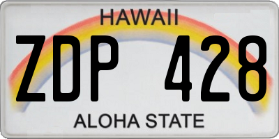 HI license plate ZDP428