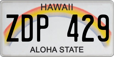 HI license plate ZDP429