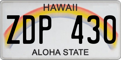 HI license plate ZDP430