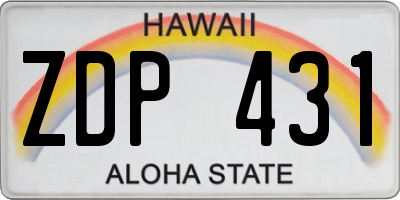 HI license plate ZDP431