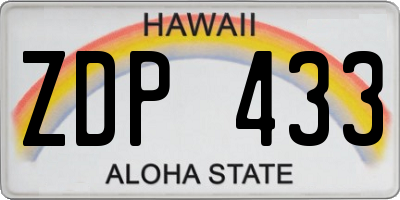HI license plate ZDP433