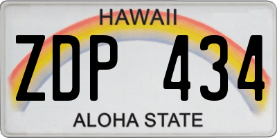 HI license plate ZDP434