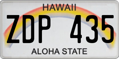 HI license plate ZDP435