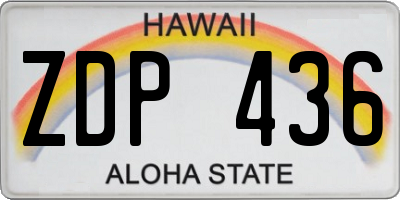 HI license plate ZDP436