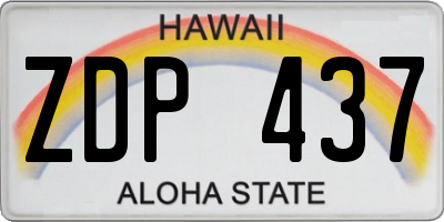 HI license plate ZDP437