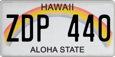 HI license plate ZDP440