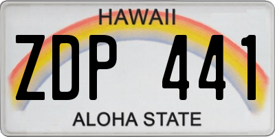 HI license plate ZDP441