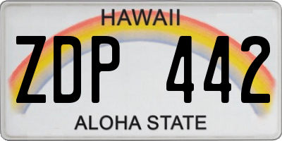 HI license plate ZDP442