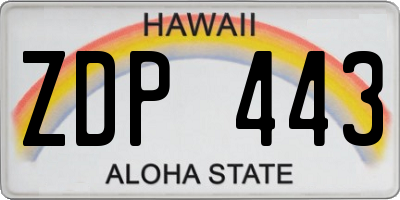 HI license plate ZDP443