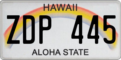 HI license plate ZDP445
