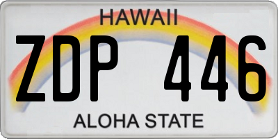HI license plate ZDP446