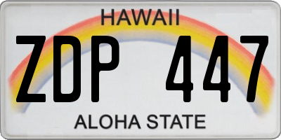HI license plate ZDP447