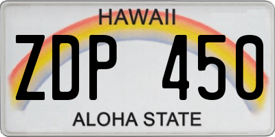 HI license plate ZDP450