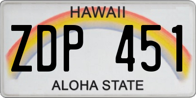 HI license plate ZDP451