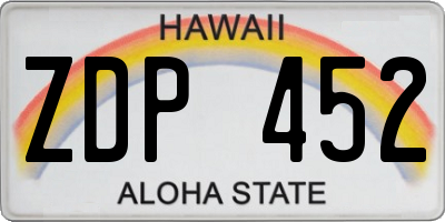 HI license plate ZDP452