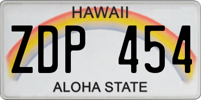 HI license plate ZDP454