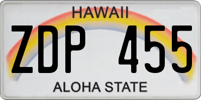 HI license plate ZDP455