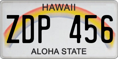 HI license plate ZDP456