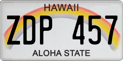 HI license plate ZDP457
