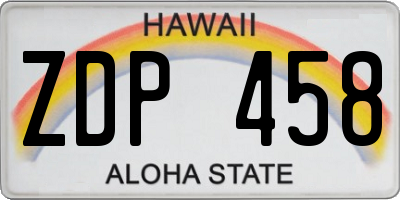 HI license plate ZDP458