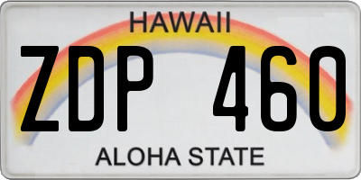 HI license plate ZDP460