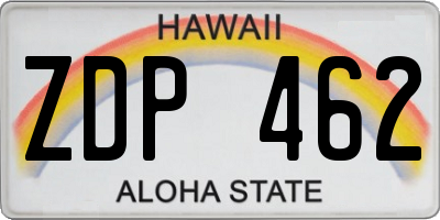 HI license plate ZDP462