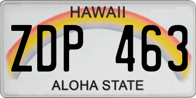 HI license plate ZDP463