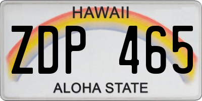 HI license plate ZDP465