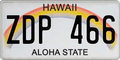 HI license plate ZDP466