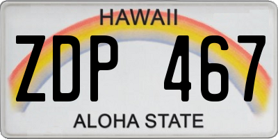 HI license plate ZDP467