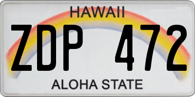 HI license plate ZDP472