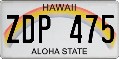 HI license plate ZDP475