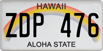 HI license plate ZDP476
