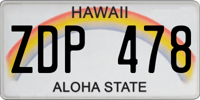 HI license plate ZDP478