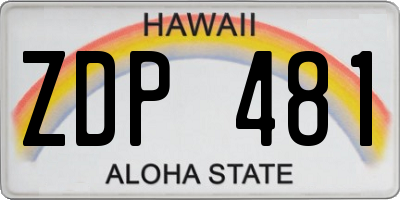 HI license plate ZDP481