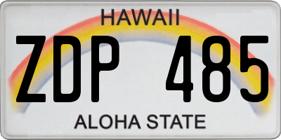 HI license plate ZDP485