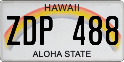 HI license plate ZDP488